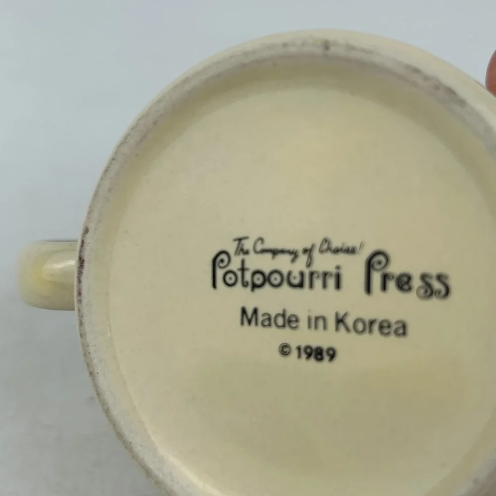 Vintage Potpourri Press 1989 Tabby‎ Kitten Santa Hat Christmas Coffee Tea Mug